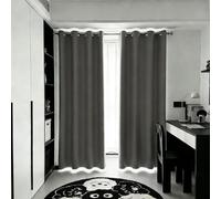 WUXXIANG Eyelet Curtains 200 x 220 cm Windproof, Super Soft, Thermal Insulated, Energy Saving, Elegent, Luxury, Soundproof, Room Darkening Grommet Drapes for Door, Balcony, Office, Grey