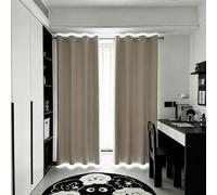 WUXXIANG Eyelet Curtains 70 x 130 cm Windproof, Super Soft, Thermal Insulated, Energy Saving, Elegent, Luxury, Soundproof, Room Darkening Grommet Drapes for Door, Balcony, Office, Beige