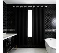 WUXXIANG Eyelet Curtains 95 x 200 cm Windproof, Super Soft, Thermal Insulated, Energy Saving, Elegent, Luxury, Soundproof, Room Darkening Grommet Drapes for Door, Balcony, Office, Black