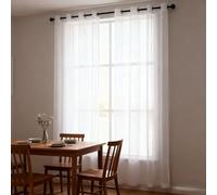 WUXXIANG Net Curtains 138 x 186 cm Semi Transparent, Pencil Pleat, Super Soft, Privacy, Elegent Transparent Curtains for Living Room Dining Room Bedroom Kitcken Window French Door, White