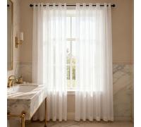 WUXXIANG Net Curtains 186 x 143 cm Semi Transparent, Pencil Pleat, Super Soft, Privacy, Elegent Voile Curtains Sheer for Living Room Dining Room Bedroom Kitcken Window French Door, White