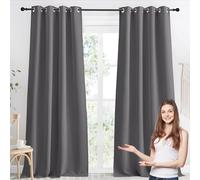 WUXXIANG Pencil Pleat Blackout Curtains 130 x 160 cm(W x H) UV Block and Privacy Protection, Eyelet Curtains Lined Curtains, with Blackout Lining, for Fashion Decor, Grey
