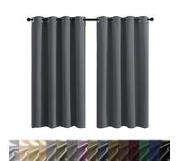 WUXXIANG Pencil Pleat Blackout Curtains 60 x 110 cm Thermal Insulated Blackout, Double Layer Thermal Insulated Blackout Curtains, with Blackout Lining, for Living Room/Kitchen, Dark Grey