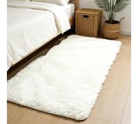 WUXXIANG Rugs Living Room 270 x 180 cm Anti Slip, Shaggy Soft, Elegant, Easy to Clean, Non-Shedding, Washable Faux Fur Rug for Bedroom, Living Room, Kitchen, Bedside, Hallway, White