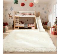 WUXXIANG Rugs Living Room 40 x 170 cm Anti Slip, Shaggy Soft, Elegant, Easy to Clean, Non-Shedding, Washable Modern Rugs for Bedroom, Living Room, Kitchen, Bedside, Hallway, White