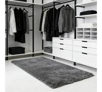 WUXXIANG Rugs Living Room 80 x 100 cm Anti Slip, Shaggy Soft, Elegant, Easy to Clean, Non-Shedding, Washable Soft Plush Carpets for Bedroom, Living Room, Kitchen, Bedside, Hallway, Grey