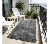WUXXIANG Shaggy Rug 125 x 140 cm Anti Slip, Shaggy Soft, Elegant, Easy to Clean, Non-Shedding, Washable Super Soft Area Carpet for Bedroom, Living Room, Kitchen, Bedside, Hallway, Grey