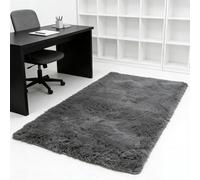 WUXXIANG Shaggy Rug 155 x 80 cm Anti Slip, Shaggy Soft, Elegant, Easy to Clean, Non-Shedding, Washable Living Room Area Rug for Bedroom, Living Room, Kitchen, Bedside, Hallway, Grey