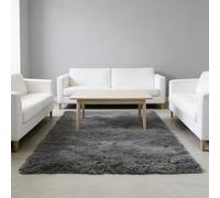 WUXXIANG Shaggy Rug 210 x 90 cm Anti Slip, Shaggy Soft, Elegant, Easy to Clean, Non-Shedding, Washable Fluffy Rug for Bedroom, Living Room, Kitchen, Bedside, Hallway, Grey