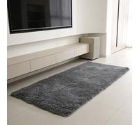 WUXXIANG Shaggy Rug 220 x 195 cm Anti Slip, Shaggy Soft, Elegant, Easy to Clean, Non-Shedding, Washable Large Modern Rugs for Bedroom, Living Room, Kitchen, Bedside, Hallway, Grey