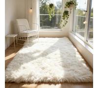 WUXXIANG Shaggy Rug 250 x 70 cm Anti Slip, Shaggy Soft, Elegant, Easy to Clean, Non-Shedding, Washable Area Rugs for Bedroom, Living Room, Kitchen, Bedside, Hallway, White