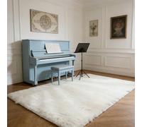 WUXXIANG Shaggy Rug 292 x 200 cm Anti Slip, Shaggy Soft, Elegant, Easy to Clean, Non-Shedding, Washable Fluffy Shag Rug for Bedroom, Living Room, Kitchen, Bedside, Hallway, White