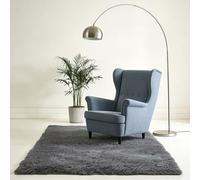 WUXXIANG Shaggy Rug 63 x 250 cm Anti Slip, Shaggy Soft, Elegant, Easy to Clean, Non-Shedding, Washable Fluffy Rugs for Bedroom, Living Room, Kitchen, Bedside, Hallway, Grey