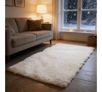 WUXXIANG Shaggy Rug 63 x 260 cm Anti Slip, Shaggy Soft, Elegant, Easy to Clean, Non-Shedding, Washable Fluffy Rugs for Bedroom, Living Room, Kitchen, Bedside, Hallway, White