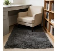 WUXXIANG Shaggy Rug 75 x 60 cm Anti Slip, Shaggy Soft, Elegant, Easy to Clean, Non-Shedding, Washable Area Rugs for Bedroom for Bedroom, Living Room, Kitchen, Bedside, Hallway, Grey