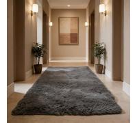 WUXXIANG Shaggy Rug 82 x 80 cm Anti Slip, Shaggy Soft, Elegant, Easy to Clean, Non-Shedding, Washable Modern Floor Carpets for Bedroom, Living Room, Kitchen, Bedside, Hallway, Grey