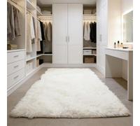 WUXXIANG Shaggy Rug 90 x 90 cm Anti Slip, Shaggy Soft, Elegant, Easy to Clean, Non-Shedding, Washable Modern Super Carpets for Bedroom, Living Room, Kitchen, Bedside, Hallway, White