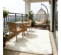 WUXXIANG Shaggy Rugs 160 x 200 cm Anti Slip, Shaggy Soft, Elegant, Easy to Clean, Non-Shedding, Washable Living Room Area Rugs for Bedroom, Living Room, Kitchen, Bedside, Hallway, White