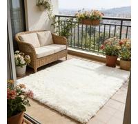 WUXXIANG Shaggy Rugs 160 x 60 cm Anti Slip, Shaggy Soft, Elegant, Easy to Clean, Non-Shedding, Washable Runner Rug for Bedroom for Bedroom, Living Room, Kitchen, Bedside, Hallway, White