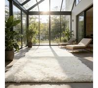 WUXXIANG Shaggy Rugs 165 x 90 cm Anti Slip, Shaggy Soft, Elegant, Easy to Clean, Non-Shedding, Washable Area Rugs for Bedroom, Living Room, Kitchen, Bedside, Hallway, White