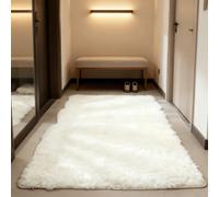 WUXXIANG Shaggy Rugs 185 x 130 cm Anti Slip, Shaggy Soft, Elegant, Easy to Clean, Non-Shedding, Washable Ultra Soft Floor Carpet for Bedroom, Living Room, Kitchen, Bedside, Hallway, White