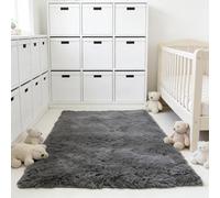 WUXXIANG Shaggy Rugs 190 x 130 cm Anti Slip, Shaggy Soft, Elegant, Easy to Clean, Non-Shedding, Washable Fluffy Floor Carpets for Bedroom, Living Room, Kitchen, Bedside, Hallway, Grey