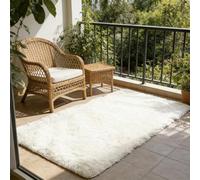 WUXXIANG Shaggy Rugs 190 x 55 cm Anti Slip, Shaggy Soft, Elegant, Easy to Clean, Non-Shedding, Washable Minimalist Floor Carpet for Bedroom, Living Room, Kitchen, Bedside, Hallway, White