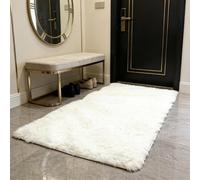 WUXXIANG Shaggy Rugs 250 x 90 cm Anti Slip, Shaggy Soft, Elegant, Easy to Clean, Non-Shedding, Washable Fluffy Rugs for Bedroom, Living Room, Kitchen, Bedside, Hallway, White