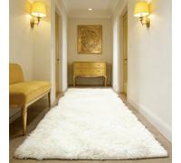 WUXXIANG Shaggy Rugs 292 x 120 cm Anti Slip, Shaggy Soft, Elegant, Easy to Clean, Non-Shedding, Washable Soft Rug for Bedroom, Living Room, Kitchen, Bedside, Hallway, White
