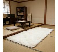 WUXXIANG Shaggy Rugs 55 x 140 cm Anti Slip, Shaggy Soft, Elegant, Easy to Clean, Non-Shedding, Washable Fluffy Rug for Bedroom, Living Room, Kitchen, Bedside, Hallway, White