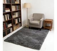 WUXXIANG Shaggy Rugs 75 x 60 cm Anti Slip, Shaggy Soft, Elegant, Easy to Clean, Non-Shedding, Washable Area Rugs for Bedroom, Living Room, Kitchen, Bedside, Hallway, Grey