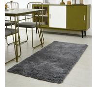 WUXXIANG Shaggy Rugs 96 x 150 cm Anti Slip, Shaggy Soft, Elegant, Easy to Clean, Non-Shedding, Washable Non-Slip Area Rug for Bedroom, Living Room, Kitchen, Bedside, Hallway, Grey