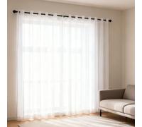 WUXXIANG Voile Curtain 129 x 186 cm Semi Transparent, Pencil Pleat, Super Soft, Privacy, Elegent Pencil Pleat Curtain for Living Room Dining Room Bedroom Kitcken Window French Door, White