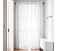 WUXXIANG Voile Curtain 255 x 186 cm Semi Transparent, Pencil Pleat, Super Soft, Privacy, Elegent Transparent Curtains for Living Room Dining Room Bedroom Kitcken Window French Door, White
