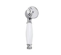Wuyangcun Chrome and White Ceramic Handheld Shower Head Telephone Style Durable Solid Brass Retro Bathroom Accessories 5cm Head 17cm Handle G1/2 Connector