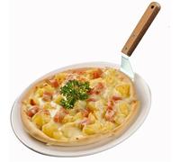 Wuyangcun Round Pizza Peel Stainless Steel Baking Shovel Paddle with Heat-Resistant Wooden Handle Durable Pizza Spatula for Homemade Bread Cake 8 or 10 Inch (10inch)