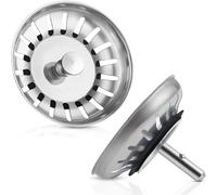 Wuyangcun Sink Strainer Waste Plug 2pcs Stainless Steel 83mm/3.27in with Rubber Ring & Plastic Nut for Kitchen