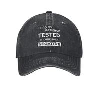WUYIJGCS Classic I Had My Patience Tested It Came Back Negative, White Text Denim Hat Durable for All Seasons Cap Female Baseball Cap for Men Essential for Summer