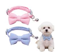 WUYJI Cat Collars,Two Adjustable Goose Feather Cat Collars with Bell and Bow Tie,Safety Bow Tie (Pink/Blue)