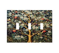 WUYOCHA Colorful Tree with Flowers on Branches and Leaves 3 Gang Light Switch Covers Triple Toggle Wall Plate Decorative Switchplate Electrical Faceplate for Farmhouse Living Decor