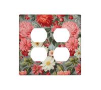 WUYOCHA Decorative Outlet Covers Rustic Cluster of Flowers Pink White Floral 2 Gang Wall Plate Double Duplex Light Switch Cover Switch Plate Covers Faceplate for Bedroom Home Decor