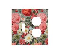 WUYOCHA Decorative Outlet Covers Rustic Cluster of Flowers Pink White Floral 2 Gang Wall Plate Single Toggle Duplex Light Switch Cover Switch Plate Covers Faceplate for Bedroom Home Decor