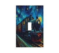 WUYOCHA Vintage Train with Starry Sky Moon 1 Gang Light Switch Covers Single Toggle Wall Plate Decorative Switchcover Electrical Switchplate for Country Living Decor