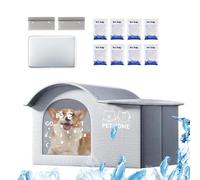 Wuyooprt Air Conditioned Cat House, Outdoor Cat House for Summer, Weatherproof Foldable Furniture with Ice Packs Pet Supplies for Dogs Kitten Home Backyard Outside Sleeping