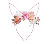 Wuyooprt Easter Bunny Ears,Headwear with Flowers,Easter Headband | for Costume Kids Christmas Halloween Party Valentine's Day Women