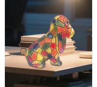 Wuyooprt Yorkshire Terrier Lamp Basset Hound L-amp Cute Dog Series Art Night Light Stained Glass Animal Table Colorful Bedside Light Resin Decorative Desk for Bedroom Living Room Home Offic-e Decor