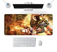 Wuyouni Attack on Extended Titan Gaming Mouse pad, Yellow Cool Anime Levi Ackerman Mouse Mat, Computer Keyboard and Mice Combo Pads Mouse Mat,11.8 * 31.5 inch