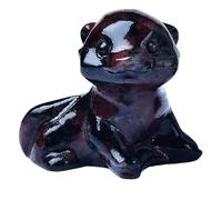 WUYOUSHI Garnet Otter Figurine - Hand Carved Healing Crystal Otter Statue, Lucky Gemstone Sculpture for Home Office Desk Decoration, Spiritual Gift for