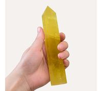 WUYOUSHI Large Natural Citrine Healing Crystal Wand 5.9-6.69" Natural Crystal Tower 6 Faceted Chakra Crystal Point Meditation Therapy Reiki Energy Stone Home Decor Collection Gift