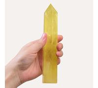 WUYOUSHI Large Natural Citrine Healing Crystal Wand 7.08-7.87" Natural Crystal Tower 6 Faceted Chakra Crystal Point Meditation Therapy Reiki Energy Stone Home Decor Collection Gift
